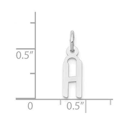 14k White Gold Small Slanted Block Letter H Initial Charm Pendant for Women