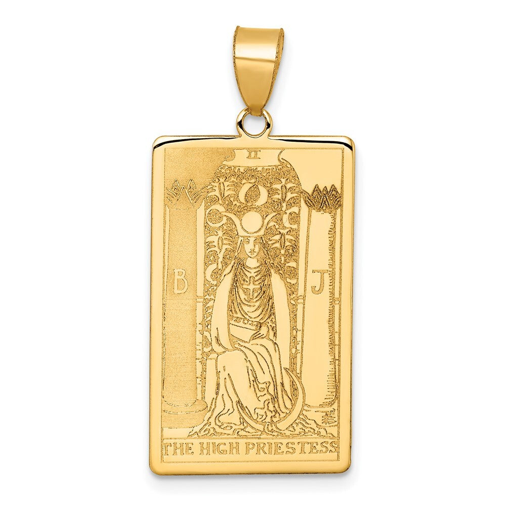 14k Yellow Gold The High Priestess Tarot Card Pendant for Women