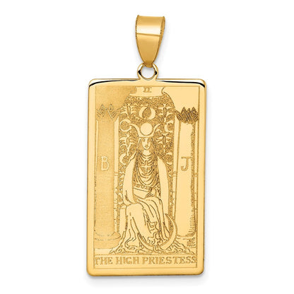 14k Yellow Gold The High Priestess Tarot Card Pendant for Women