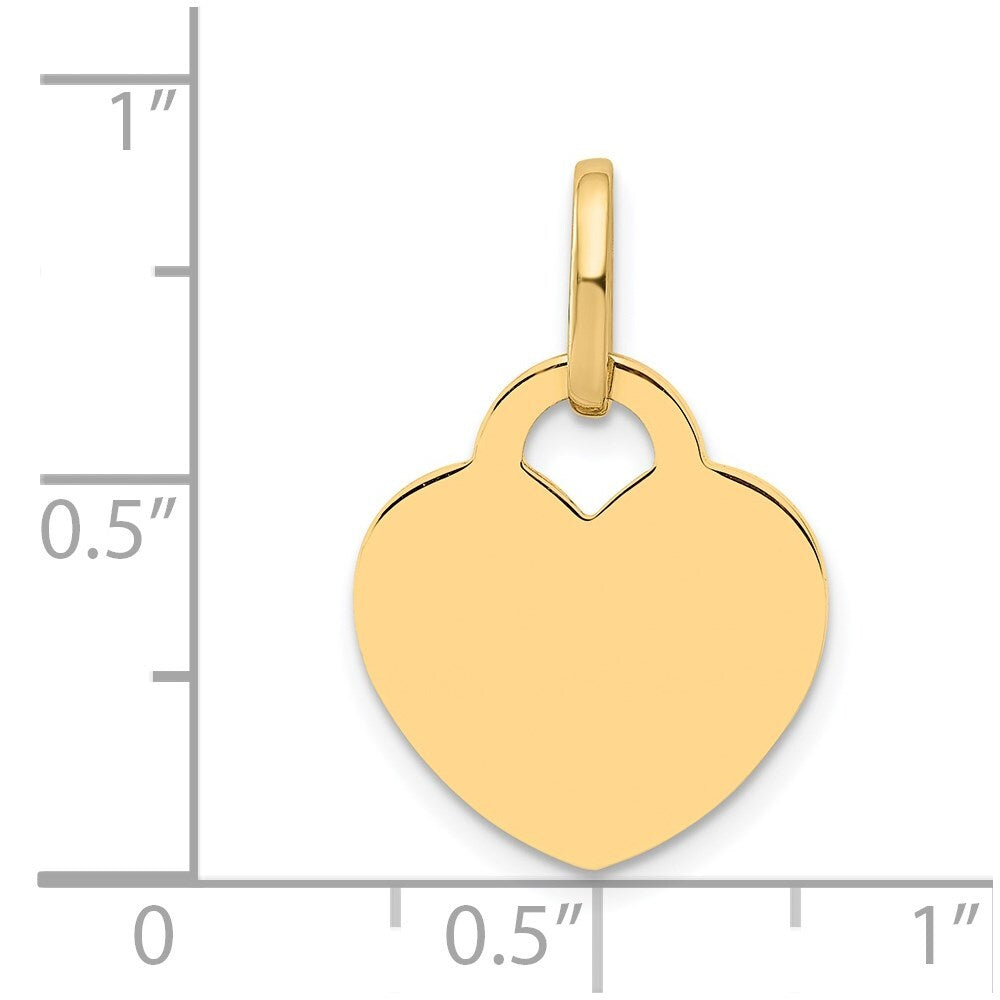 14k Yellow Gold Polished Heart Shaped Disc Pendant for Women