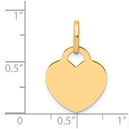 14k Yellow Gold Polished Heart Shaped Disc Pendant for Women