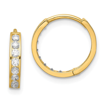 14k Yellow Gold Cubic Zirconia Hinged Hoop Earrings