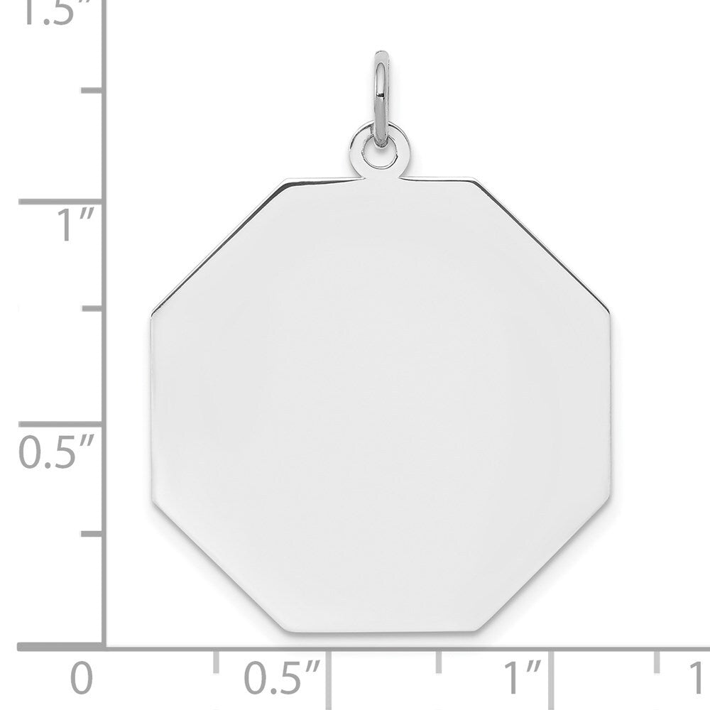 Sterling Silver Engraveable Octagon Polished Front/Satin Back Disc Charm