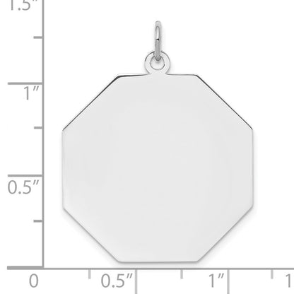 Sterling Silver Engraveable Octagon Polished Front/Satin Back Disc Charm