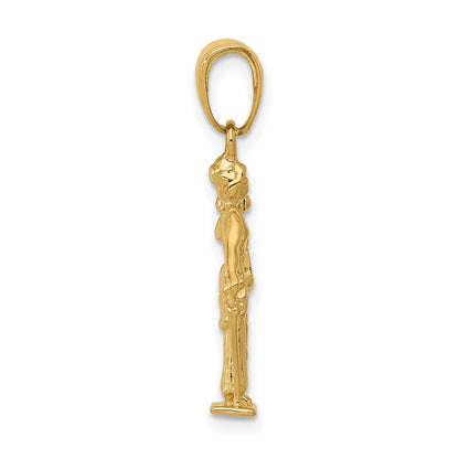 14k Yellow Gold 3-D Lady of Justice Moveable Scales Pendant for Women
