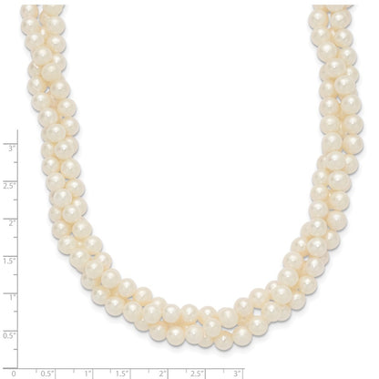 14k Yellow Gold 6mm Near-Round Freshwater Cultured Pearl 3-Strand 21" Necklace