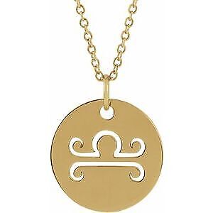 14k Yellow Gold Libra Zodiac Disc 16-18" Necklace