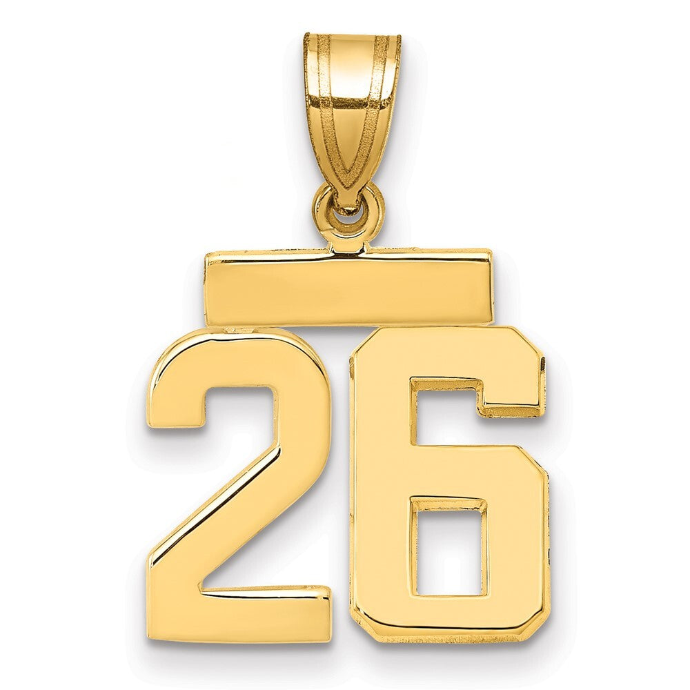 14k Yellow Gold Small Polished Number 26 Charm Pendant for Women