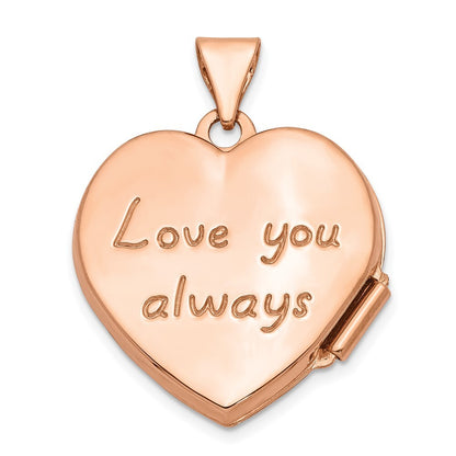 14k Rose Gold 18mm Scrolled Love You Always Heart Locket