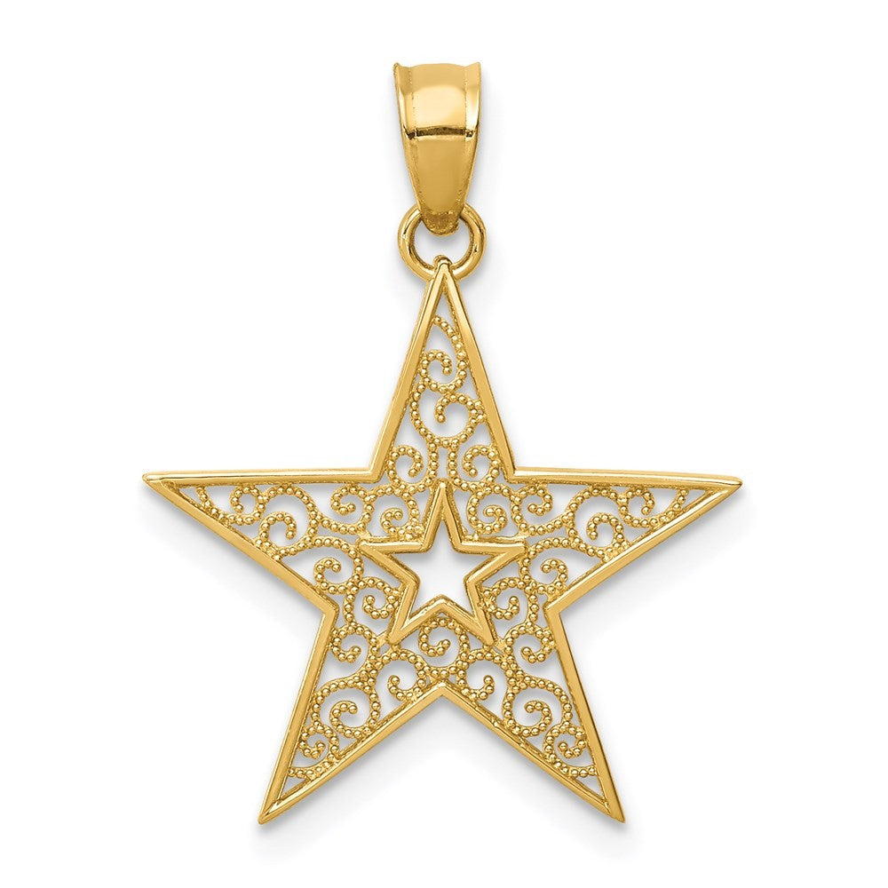 14k Yellow Gold Filigree Star Pendant