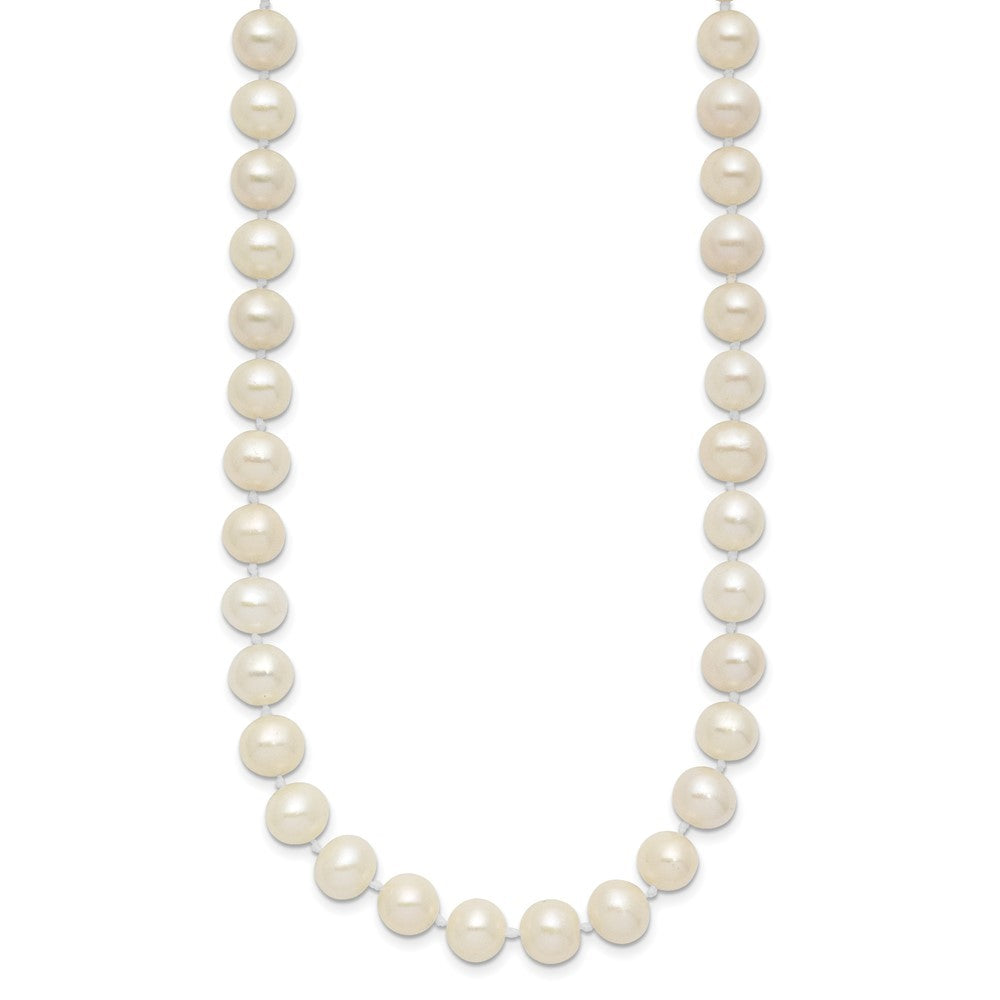 Sterling Silver Rhodium-plated 7-8mm White Cultured Pearl Necklace 18"
