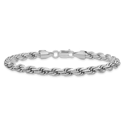 Sterling Silver Rhodium-plated 5.75mm Diamond-cut Rope Chain Bracelet