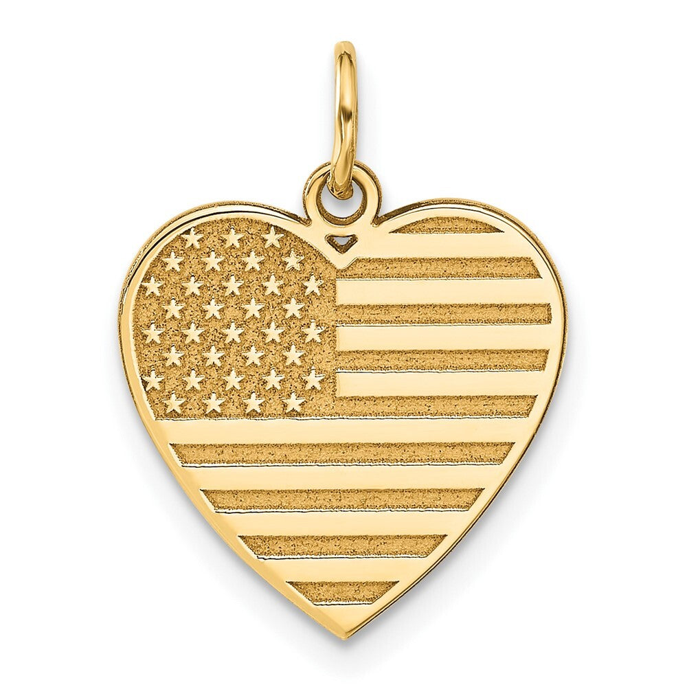 14k Yellow Gold Flag Heart Charm Pendant for Women