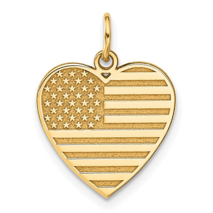 14k Yellow Gold Flag Heart Charm Pendant for Women