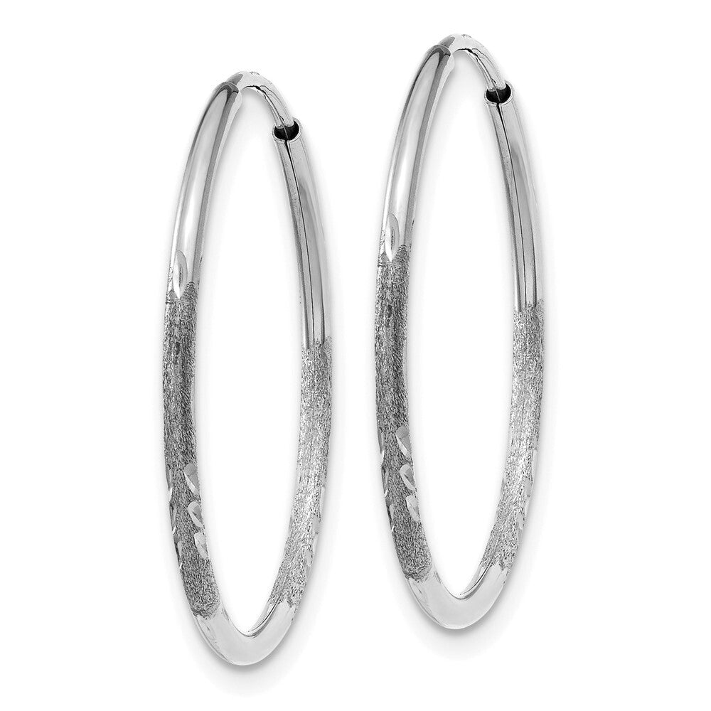14K White Gold 1.25mm Diamond-cut Endless Hoop Earring Gift for Women