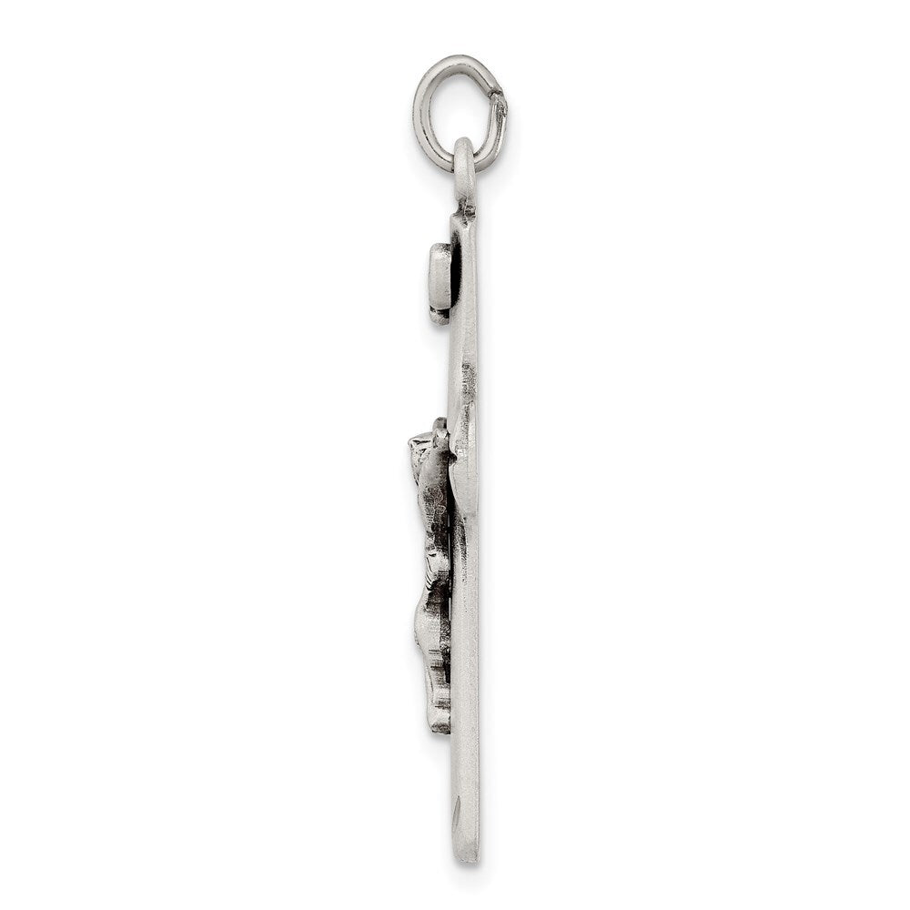 Sterling Silver Satin Antiqued Crucifix Pendant Holiday Gift for Women