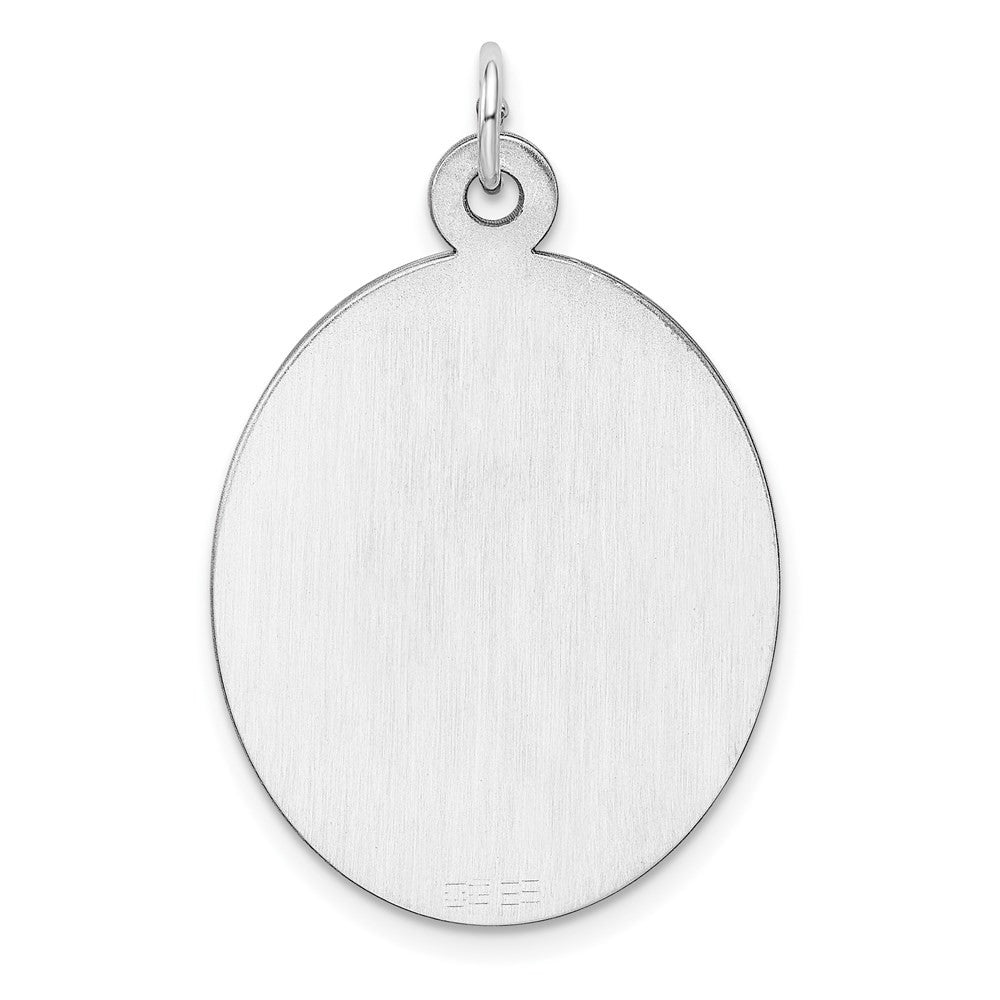 Sterling Silver Rhod-plate Oval Polish Front Satin Back Disc Charm