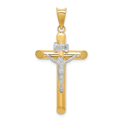 14k Two-tone Gold Polished Crucifix Pendant for Women