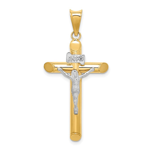 14k Two-tone Gold Polished Crucifix Pendant for Women