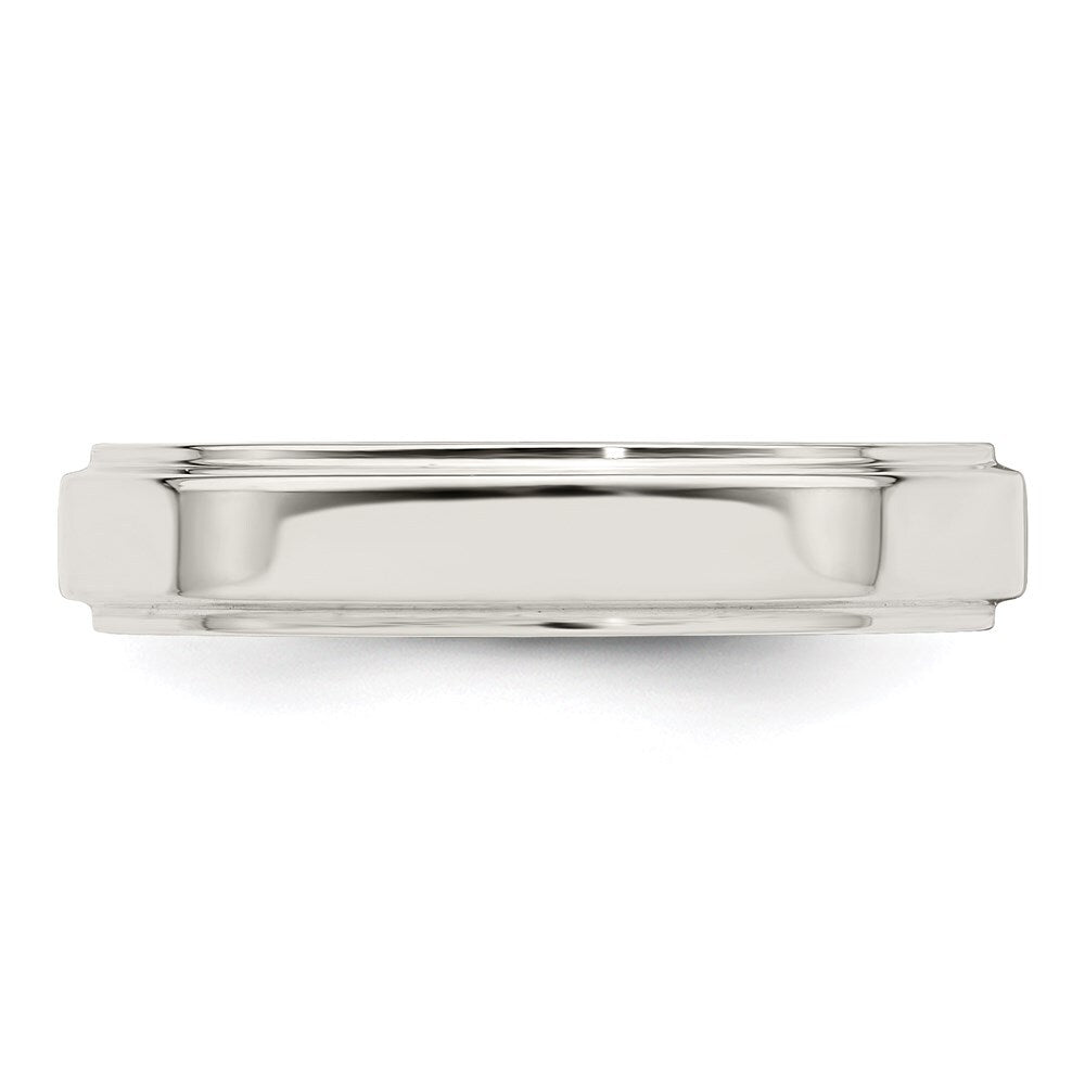 Sterling Silver 4mm Flat with Step Edge Size 5 Band Ring