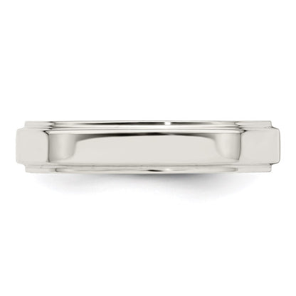 Sterling Silver 4mm Flat with Step Edge Size 5 Band Ring