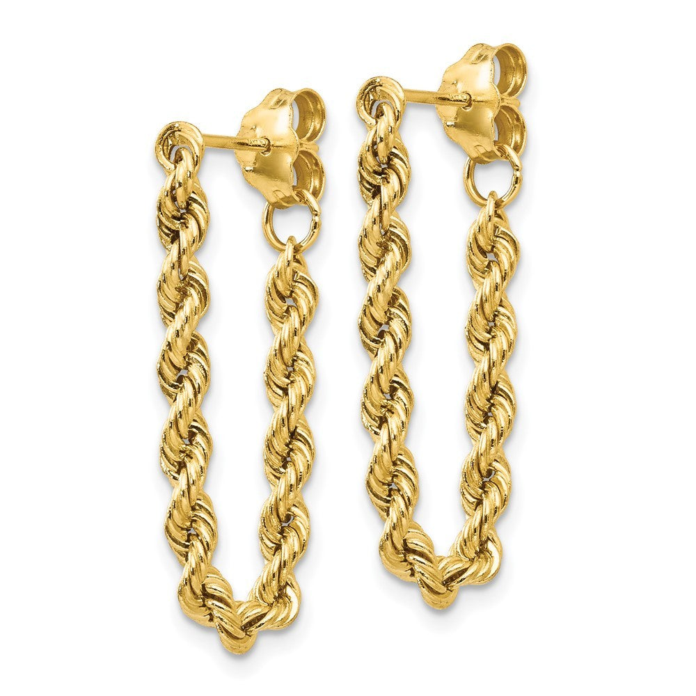 14k Yellow Gold Hollow Rope Earrings