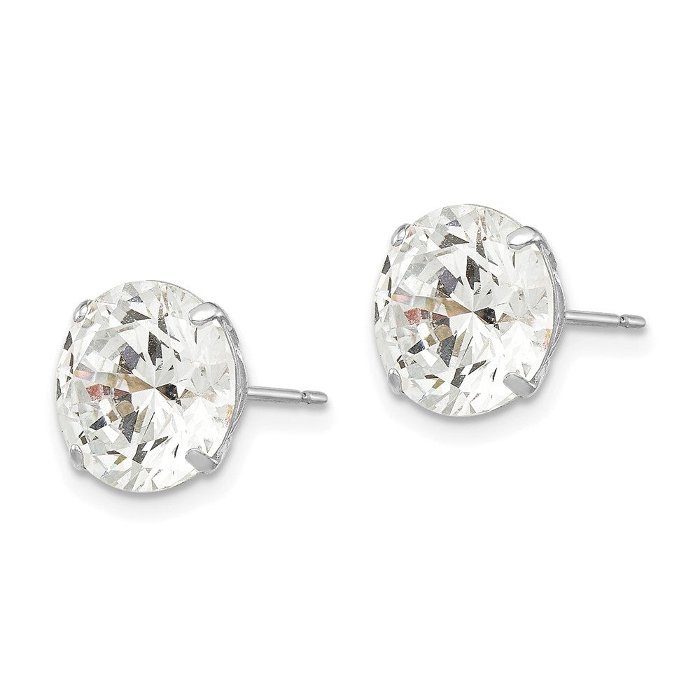 14k White Gold 9mm Round CZ Earrings