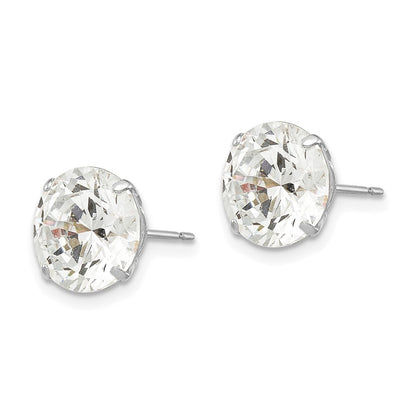 14k White Gold 9mm Round CZ Earrings