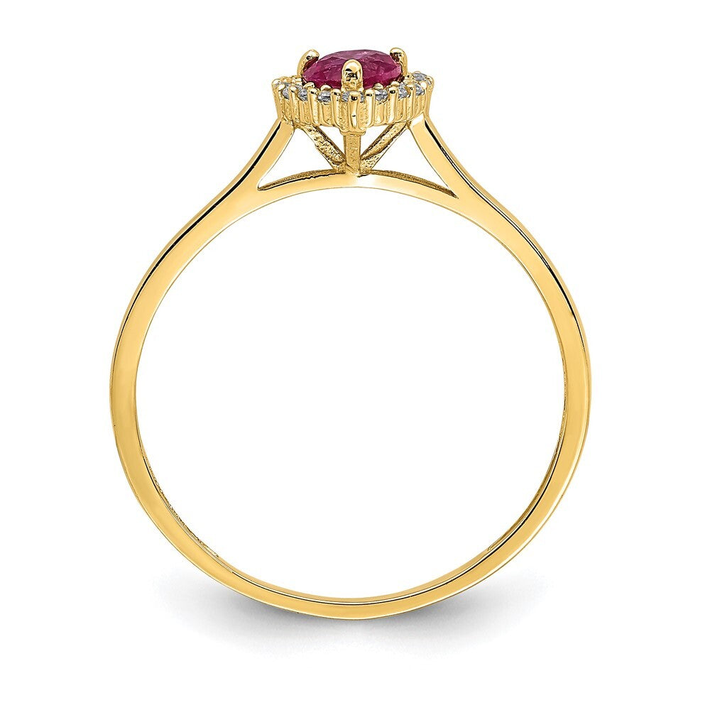 14K Yellow Gold Heart Pink and Clear CZ Ring