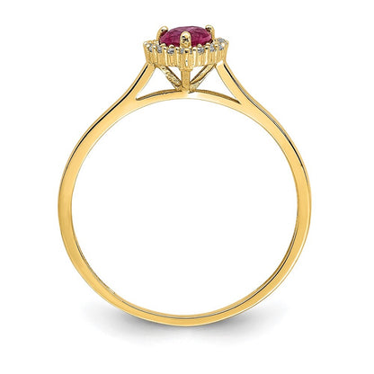 14K Yellow Gold Heart Pink and Clear CZ Ring