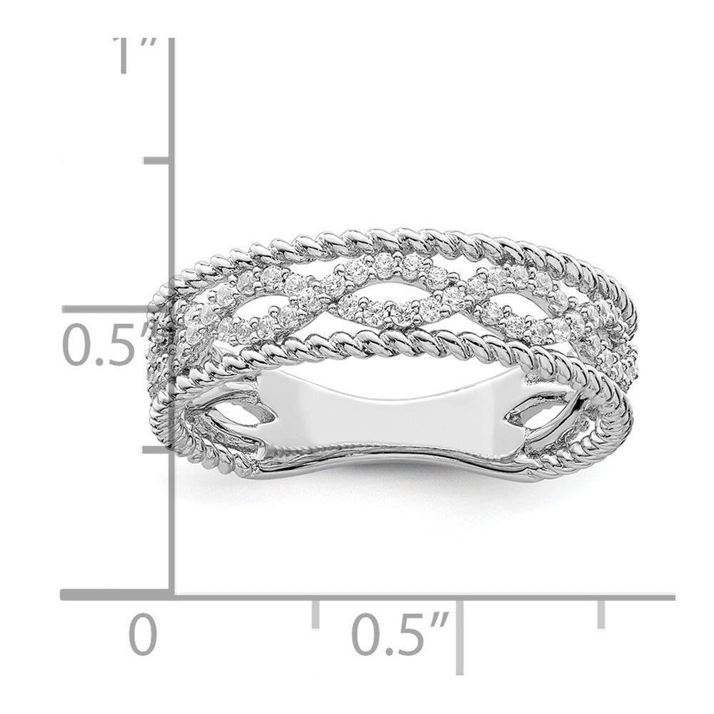 Sterling Silver Rhodium plated CZ Band Size 7