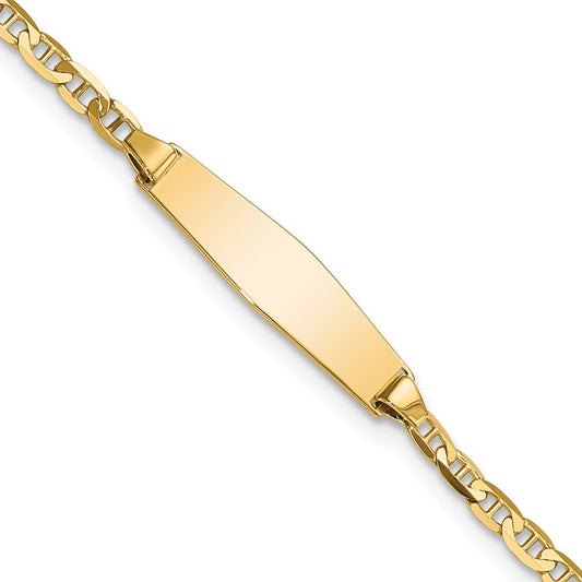 14k Yellow Gold Semi-Solid Chain Anchor Link 19.5x5.5mm Plate 5.5" ID Bracelet