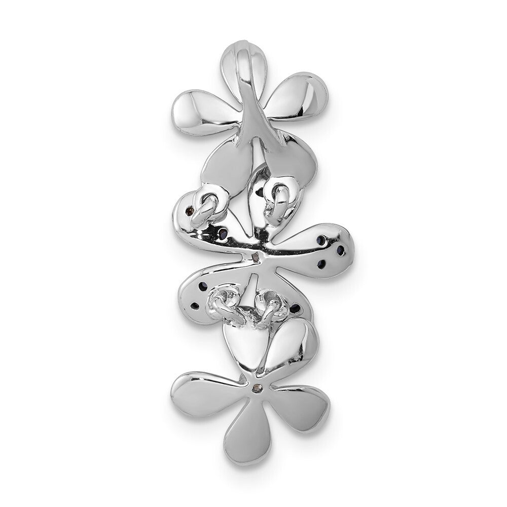 14k White Gold Diamond and Sapphire 3 Flowers Pendant for Women