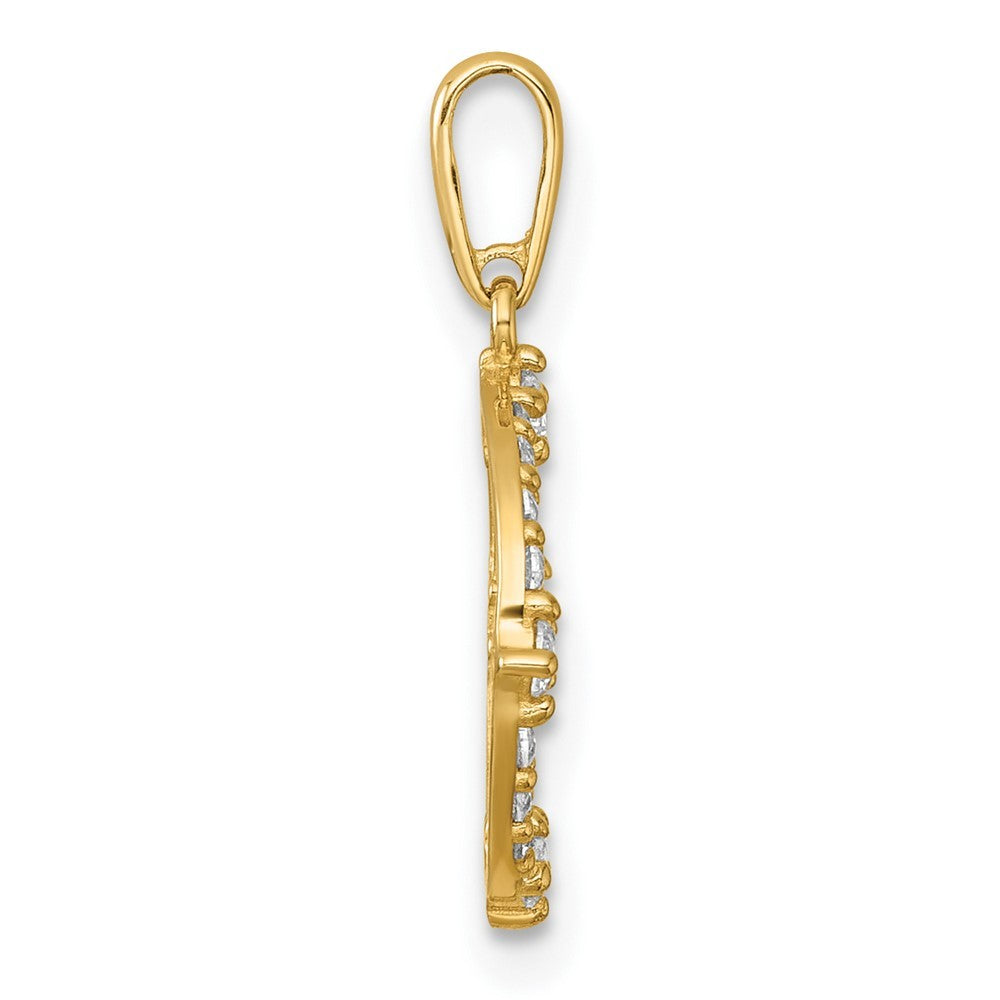 14k Yellow Gold Polished CZ Open Circle Pendant