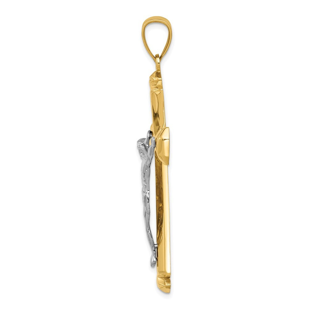 14k Two-Tone Gold Polished Crucifix Pendant