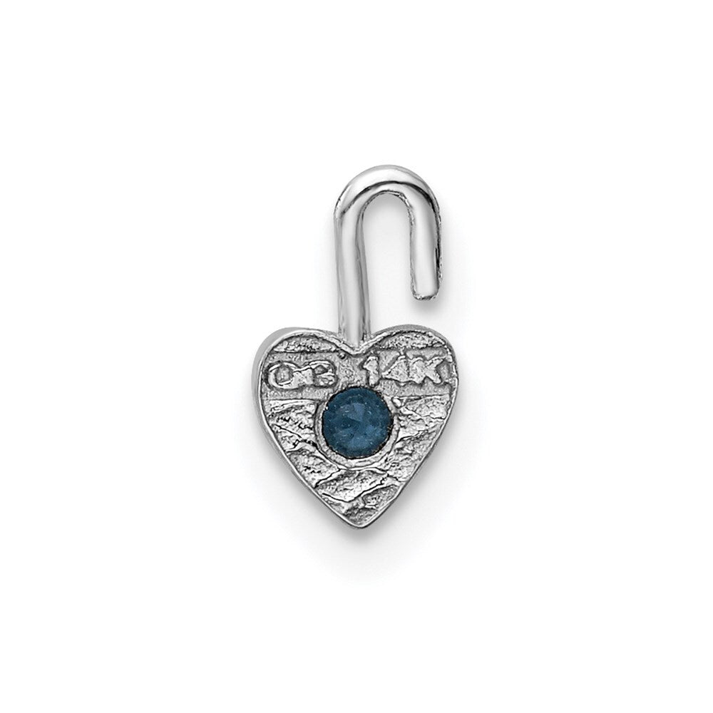 14k White Gold December Synthetic Birthstone Heart Charm Pendant for Women
