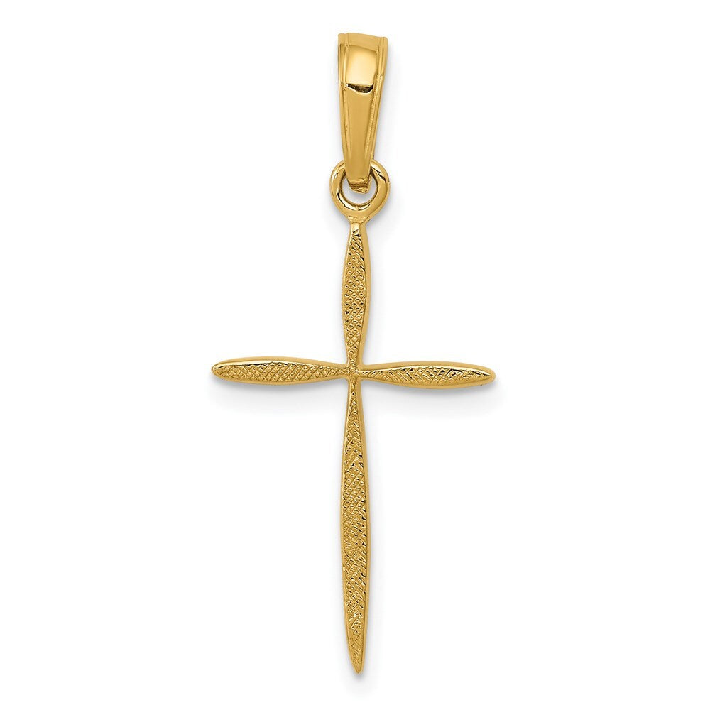 14k Yellow Gold Polished Cross With Tapered Ends Pendant for Women