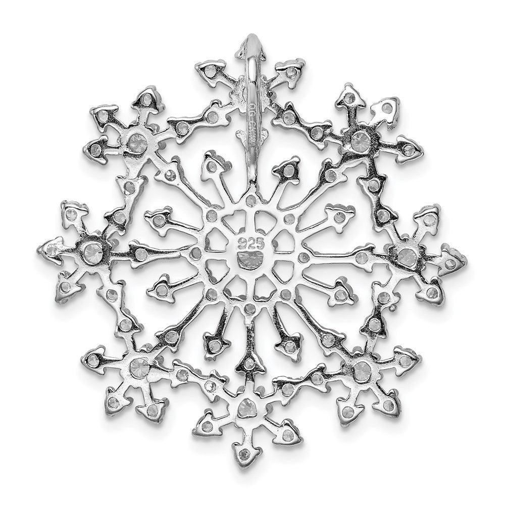 Sterling Silver Rhodium-plated Cubic Zirconia Starburst Snowflake Slide
