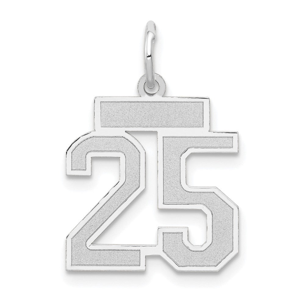 14K White Small Satin Number 25 Charm