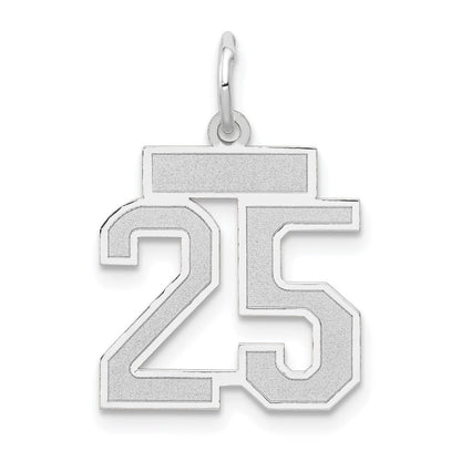 14K White Small Satin Number 25 Charm