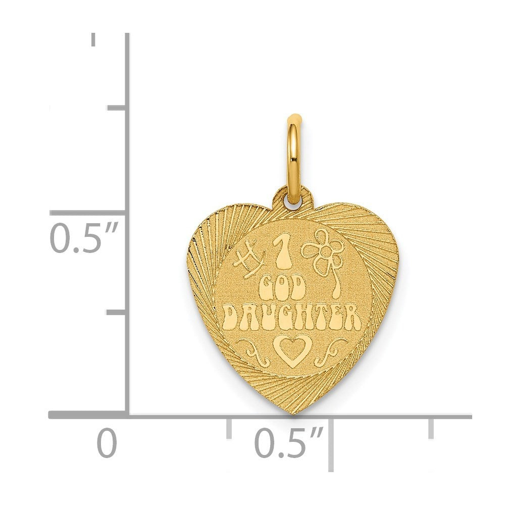 14k Yellow Gold #1 GODDAUGHTER 17mm Engravable Heart Disc Charm