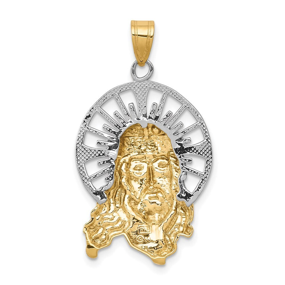 14k Tri-Color Gold Tri-color Diamond-cut Christ Charm Pendant for Women