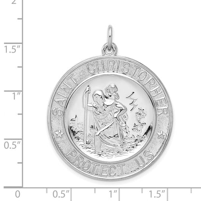 Sterling Silver Rhodium-plated Saint Christopher Medal Pendant