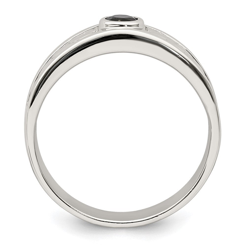 Sterling Silver Rhodium-plated Men's Onyx Ring Size 9