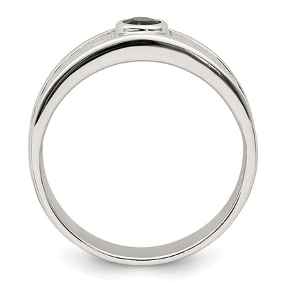 Sterling Silver Rhodium-plated Men's Onyx Ring Size 9