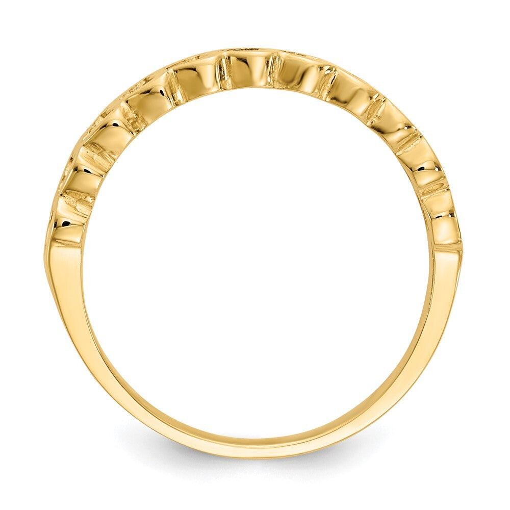 14K Yellow Gold Polished Hearts Ring