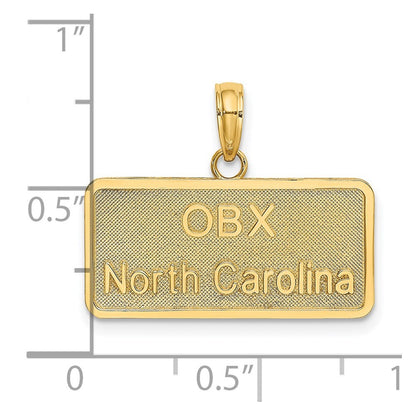 14k Yellow Gold OBX NORTH CAROLINA License Plate Charm