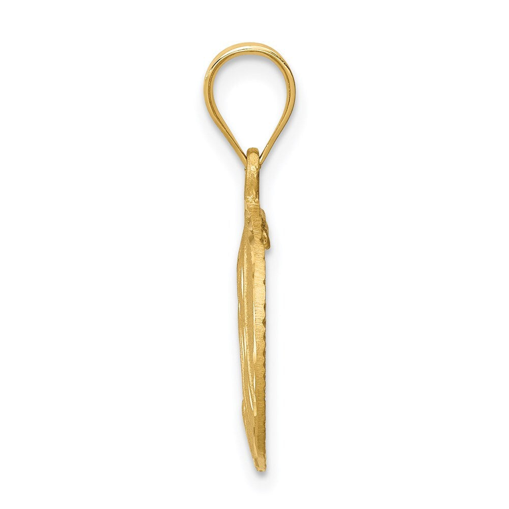 14k Yellow Gold Brushed Diamond-Cut Virgin Mary Pendant for Women