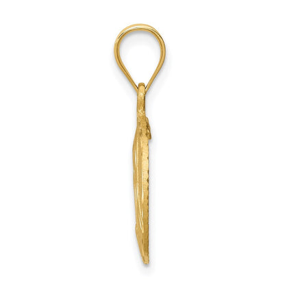 14k Yellow Gold Brushed Diamond-Cut Virgin Mary Pendant for Women