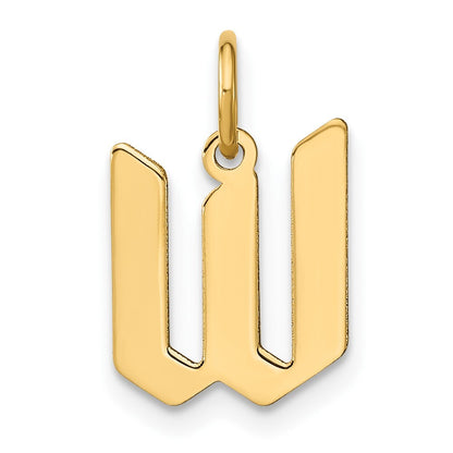 14k Yellow Gold Letter W Initial Pendant for Women